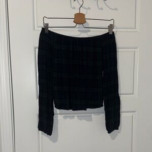 hollister plaid off the shoulder top